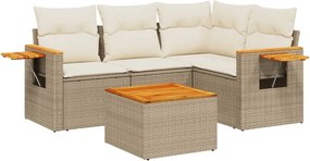 vidaXL Patio Sofa Set 5-θέσια Beige and Cream