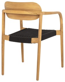 Πολυθρόνα OSLO Ξύλο Teak Φυσικό και Μαύρο Σχοινί 55x54x80Yεκ. 55x54x80 εκ.