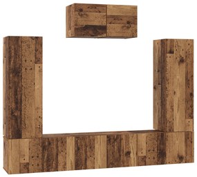 vidaXL Σετ επίπλου τηλεόρασης 7 pcs Παλιό ξύλο 180 x 30 x 120 εκ.