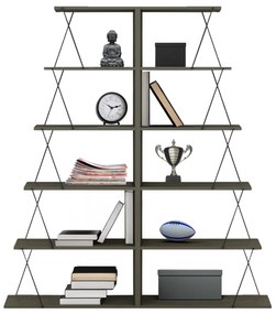 ΣΕΤ ΒΙΒΛΙΟΘΗΚΕΣ 2ΤΜΧ MINI TARS HM11772.13 ΜΕΛΑΜΙΝΗ OLIVE GREY-ΜΑΥΡΕΣ ΒΕΡΓΕΣ 65x24x146Υεκ.(x2) (1 Τεμμάχια)