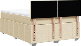 vidaXL Κρεβάτι Boxspring με Στρώμα Κρεμ 140x200 εκ. Υφασμάτινο