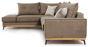 Γωνιακός καναπές δεξιά γωνία Luxury II pakoworld ύφασμα mocha-cream 290x235x95εκ - Ύφασμα - 168-000010