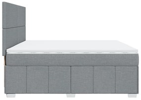 vidaXL Κρεβάτι Boxspring με Στρώμα Ανοιχτό Γκρι 200x200 εκ. Υφασμάτινο