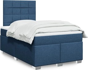 vidaXL Κρεβάτι Boxspring με Στρώμα Μπλε 120x200 εκ. Υφασμάτινο