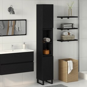 vidaXL αρμόδιος νιπτήρας μπάνιου Μαύρο Δρυς 30x30x190 εκ Επεξεργασμένο ξύλο