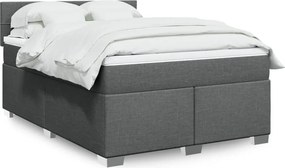vidaXL Κρεβάτι Boxspring με Στρώμα Σκούρο Γκρι 140x200 εκ Υφασμάτινο