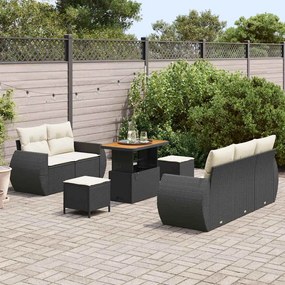 vidaXL Σετ Καναπέ Κήπου 8 pcs Μαύρο συνθετικό ρατάν