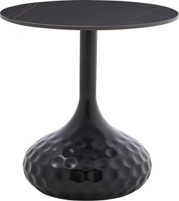 Βοηθητικό τραπέζι Fabron Inart μαύρο sintered stone Φ50x52εκ