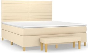 vidaXL Κρεβάτι Boxspring με Στρώμα Κρεμ 160x200 εκ. Υφασμάτινο