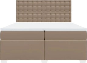 vidaXL Κρεβάτι Boxspring με Στρώμα Καπουτσίνο 200x200εκ.από Συνθ.Δέρμα