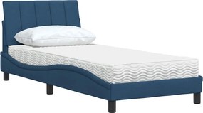 vidaXL Κρεβάτι με Στρώμα Hanko Μπλε 90x190 εκ.Υφασμάτινο