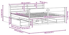 Σκελετός Κρεβ. Χωρίς Στρώμα Καφέ Κεριού 180x200 εκ Μασίφ Πεύκο - Καφέ