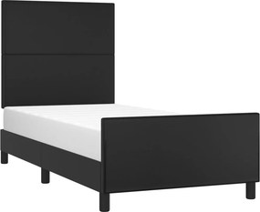 vidaXL Πλαίσιο Κρεβατιού με Κεφαλάρι Μαύρο90x200εκ. από ΣυνθετικόΔέρμα