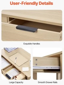 VEVOR Small Desk with Drawer Kids Desk for Bedroom Simple Study Table Light Wood