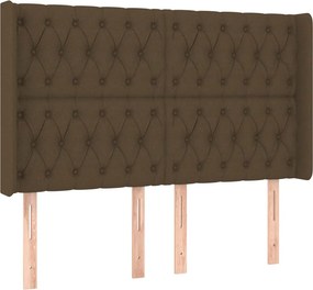 vidaXL Κρεβάτι Boxspring με Στρώμα &amp; LED Σκ.Καφέ 140x200 εκ Υφασμάτινο