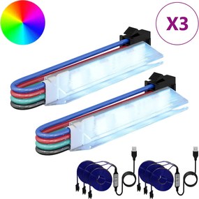 vidaXL Λωρίδα LED 2 pcs Μαύρο και Πολύχρωμο 1745 χιλιοστά
