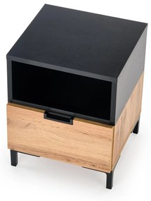 SILVIA bedside table, wotan oak - black DIOMMI V-PL-SILVIA-SZAFKA_N-WOTAN/CZARNY