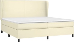 vidaXL Κρεβάτι Boxspring με Στρώμα Κρεμ 200x200 εκ. Συνθετικό Δέρμα