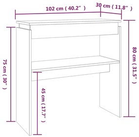 Τραπέζι Κονσόλα Καπνιστή Δρυς 102x30x80 εκ. Επεξεργασμένο Ξύλο - Καφέ