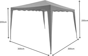 Κιόσκι Gazebo pakoworld μεταλλικός σκελετός - ύφασμα μπεζ 3x3m