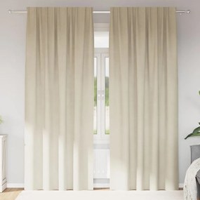 vidaXL Κουρτίνες με κουρτίνες 2 pcs Κρεμ 140 x 245 cm Βελούδο