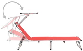 312459  FOLDING SUN LOUNGERS WITH ROOF 2 PCS ALUMINIUM&amp;TEXTILENE RED 312459