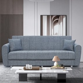 Καναπές Κρεβάτι Joy Silver Grey Ύφασμα 3Θεσιος Με Αποθηκευτικό Χώρο 210x80x75Cm Κρεβ.180x100 Cm