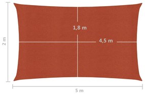 Πανί Σκίασης Τερακότα 2 x 5 μ. από HDPE 160 γρ./μ² - Καφέ