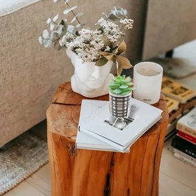 Τεχνητό Φυτό σε Κεραμικό Γλαστράκι με Μεταλλική Βάση 8x25cm - Καφέ