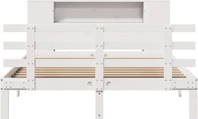 vidaXL Κρεβάτι Βιβλιοθήκη Χωρίς Στρώμα Λευκό 135x190 εκ Μασίφ Πεύκο