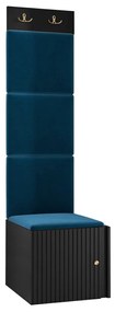 Σετ διαδρόμου Hartford 386, 186x42x46cm, Μπλε, Μαύρο, Πλαστικοποιημένη μοριοσανίδα, Ταπισερί, Ινοσανίδες μέσης πυκνότητας, Εντοιχισμένη, Τοίχου