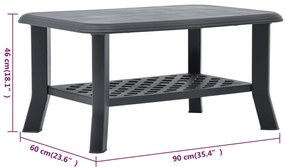 vidaXL Τραπεζάκι Σαλονιού Ανθρακί 90 x 60 x 46 εκ. Πλαστικό