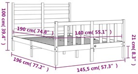 ΠΛΑΙΣΙΟ ΚΡΕΒΑΤΙΟΥ ΜΕ ΚΕΦΑΛΑΡΙ ΛΕΥΚΟ 140X190 ΕΚ. ΜΑΣΙΦ ΞΥΛΟ 3192017