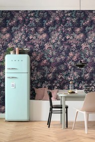 Φωτοταπετσαρία τοίχου με μωβ και ροζ λουλούδια Botanique Aubergine έτοιμων διαστάσεων HX6-006 (3.00M x 2.80Υ)