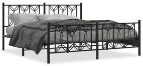Πλαίσιο Κρεβατιού με Κεφαλάρι&amp;Ποδαρικό Μαύρο 183x213εκ. Μέταλλο