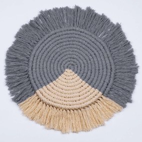 Σουπλά Μακραμέ 35304 Φ34cm Grey-Beige GloboStar 100% Cotton