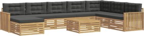 vidaXL Σειρά Καναπέ Εξωτερικού 9 τμχ. Άσπρο και Ανθρακί
