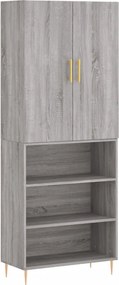 vidaXL Ντουλάπι Γκρι Sonoma 69,5 x 34 x 180 εκ. Επεξεργασμένο Ξύλο