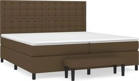 vidaXL Κρεβάτι Boxspring με Στρώμα Σκούρο Καφέ 200x200 εκ. Υφασμάτινο