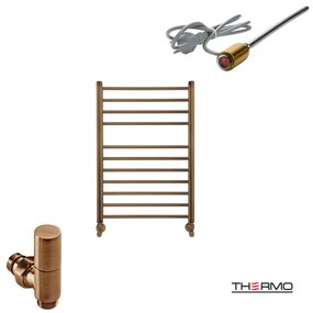 Thermo BELLAVIA Θερμαινόμενη πετσετοκρεμάστρα από ανοξείδωτο χάλυβα με ηλεκτρική λειτουργία, 75x50cm Antique Brass