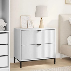 vidaXL Κομοδίνο με συρτάρι Λευκό 63.5 x 36 x 61 εκ Επεξεργασμένο ξύλο