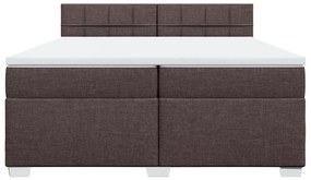 Κρεβάτι Boxspring με Στρώμα Σκούρο Καφέ 200x200 εκ. Υφασμάτινο - Καφέ