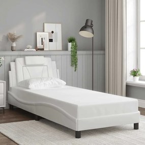 vidaXL Σκελετός Κρεβατιού Viana Χωρίς Στρώμα Λευκό90x190εκ. από ΣυνθετικόΔέρμα