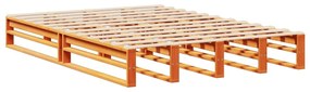 Κρεβάτι Βιβλιοθήκη Χωρίς Στρώμα Καφέ 135x190 εκ Μασίφ Πεύκο - Λευκό