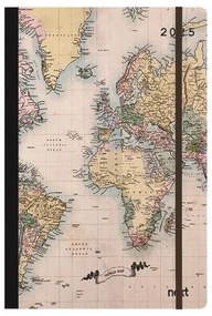 Next ημερολόγιο 2025 Trends ημερήσιο flexi με λάστιχο 12x17εκ. World map II  τμχ.