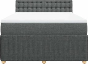 vidaXL Κρεβάτι Boxspring με Στρώμα Σκούρο Γκρι 140x190 εκ. Υφασμάτινο