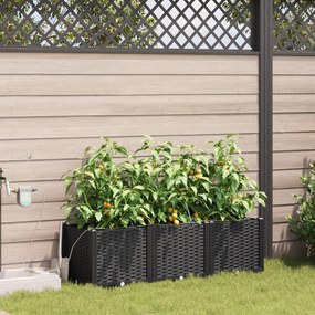 vidaXL Γλάστρες Κήπου 1 τεμ Μαύρο 120 x 40 x 37.5 cm Πλαστικό