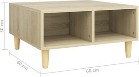 vidaXL Τραπεζάκι Σαλονιού Sonoma Δρυς 60x60x30 εκ. Επεξεργασμένο Ξύλο