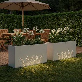 vidaXL Γλάστρα Κήπου 2 τμχ. Λευκό 100 x 20 x 49 εκ