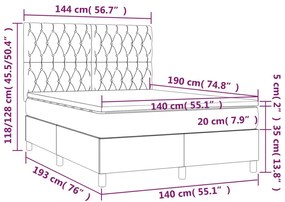 Κρεβάτι Boxspring με Στρώμα &amp; LED Αν.Γκρι 140x190εκ. Υφασμάτινο - Γκρι